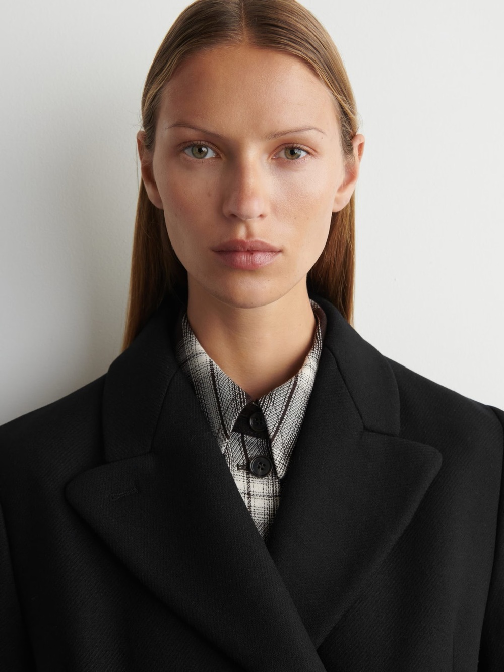 NWT COS Black Tailored Wool Double-Breasted Long Coat with tags - Picture 3 of 5